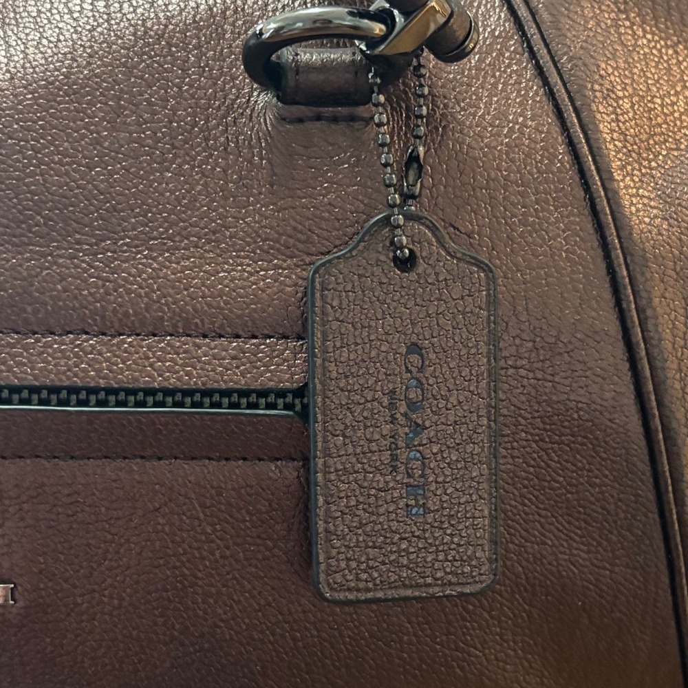 Coach Primrose Satchel Tote Bronze Metallic Pebbled Leather Gunmetal Hardware - Picture 8 of 16